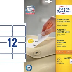 Etiketter print selv Avery L4743-25 - Laseretiket aftagelige 99,1 x 42,3 mm - 25 ark