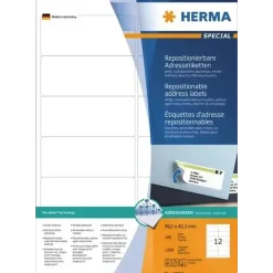 Etiketter print selv HERMA 10311 - Aftagelige, 12 pr. ark 99,1 x 42,3 mm - 1200 stk