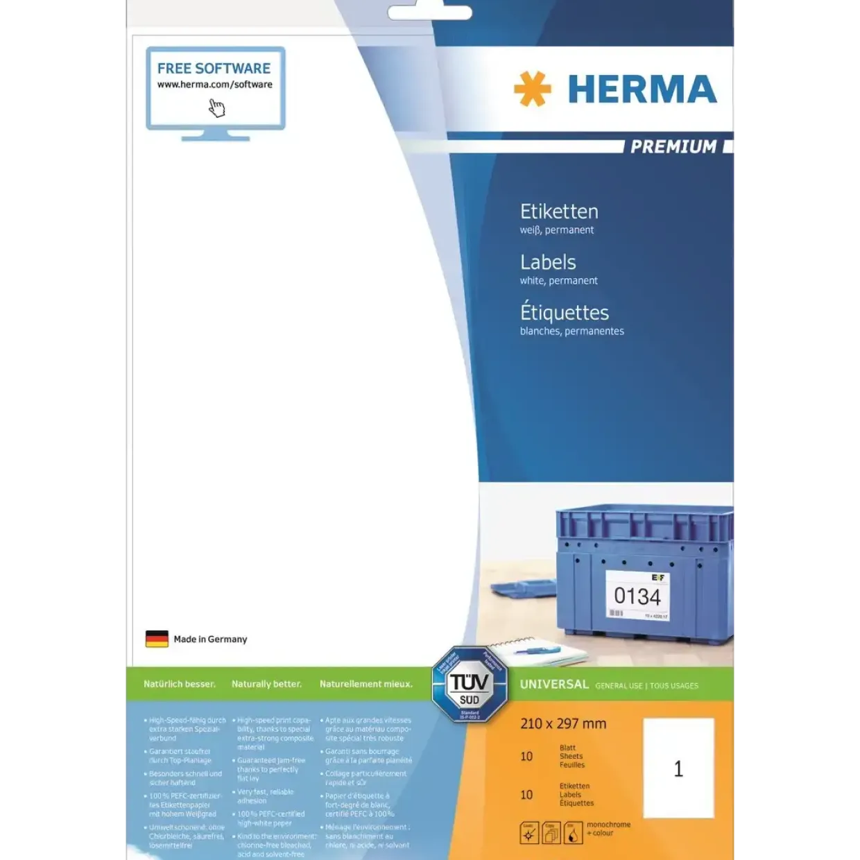 Etiketter print selv HERMA Premium 210x297 (10)
