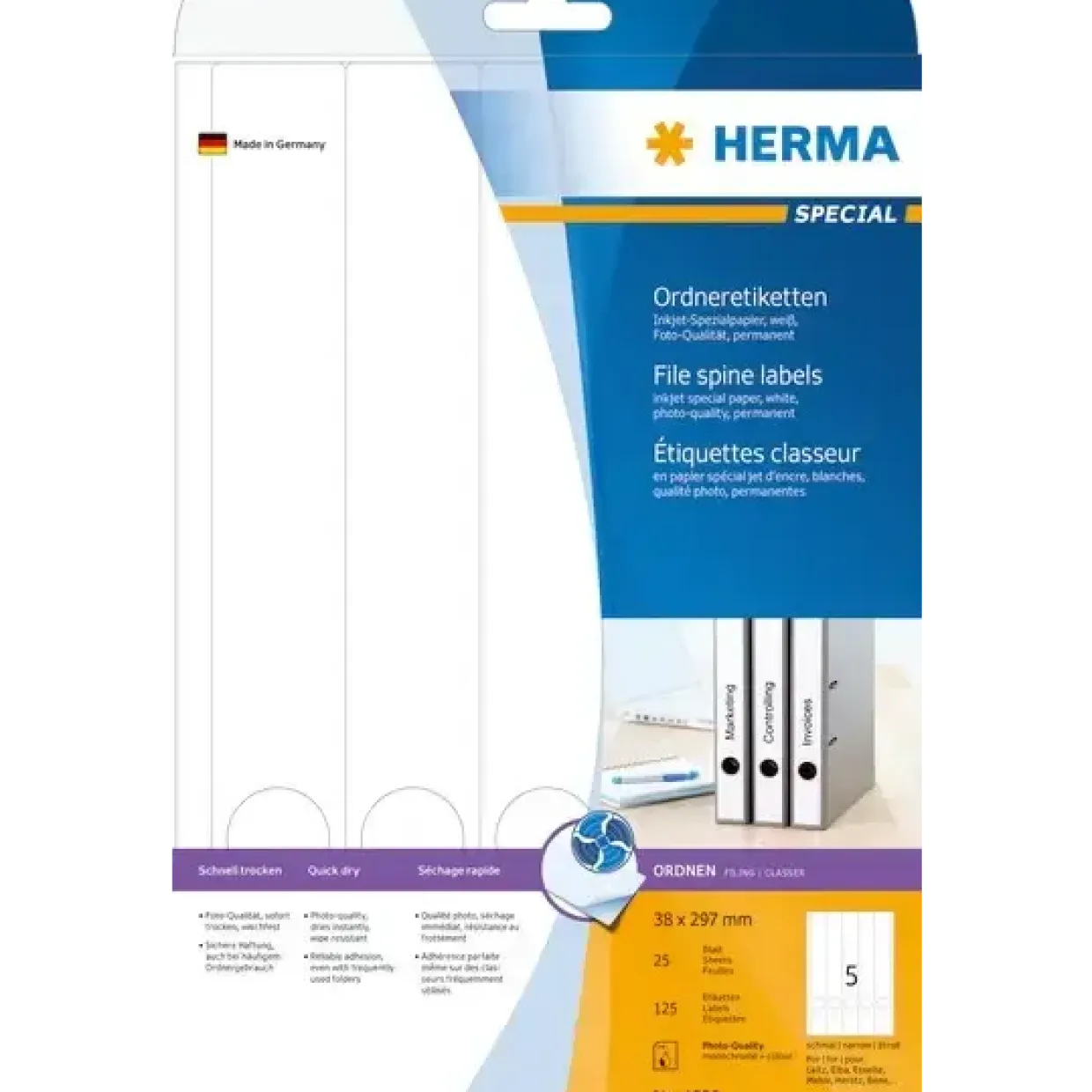 Etiketter print selv HERMA Special ring bind Inkjet 38x297 (125)
