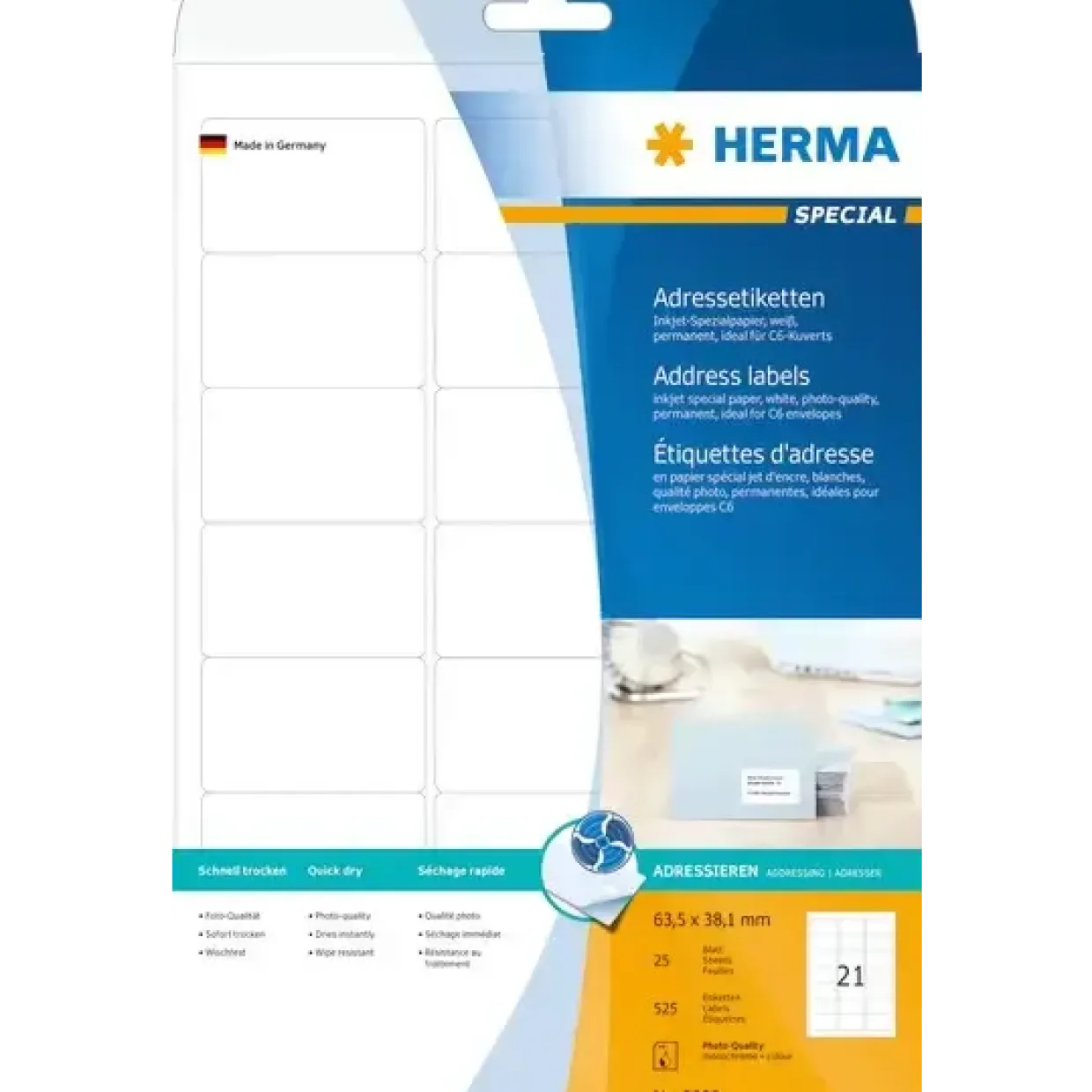 Etiketter print selv HERMA Special Inkjet 63,5x38,1 (525)