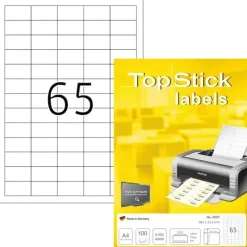 Etiketter - Print selv - TopStick - 38,1 x 21,2 mm - 100 ark - 6500 labels