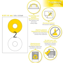 Etiketter print selv TopStick CD - DVD Ø117mm (100)