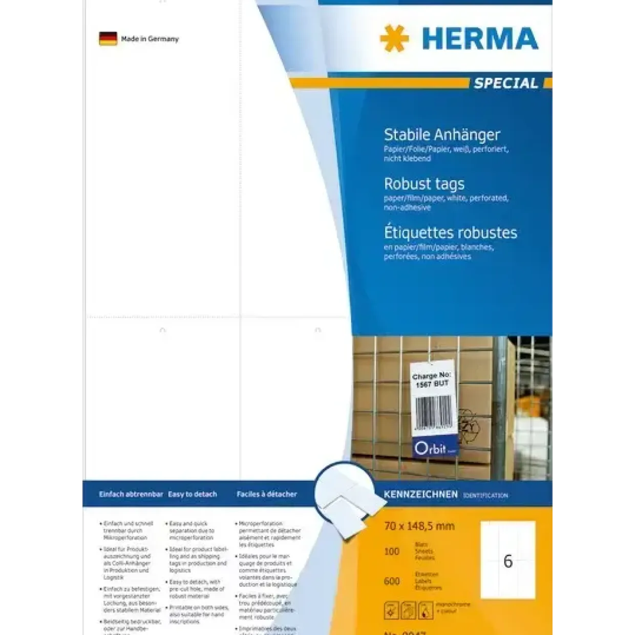 Etiketter slidstærk textil Herma 70x148 (600)