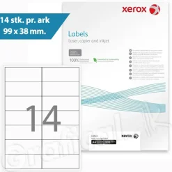 Etiketter - Xerox - 14 pr. ark 99 x 38 mm 003R96289 - 100 ark