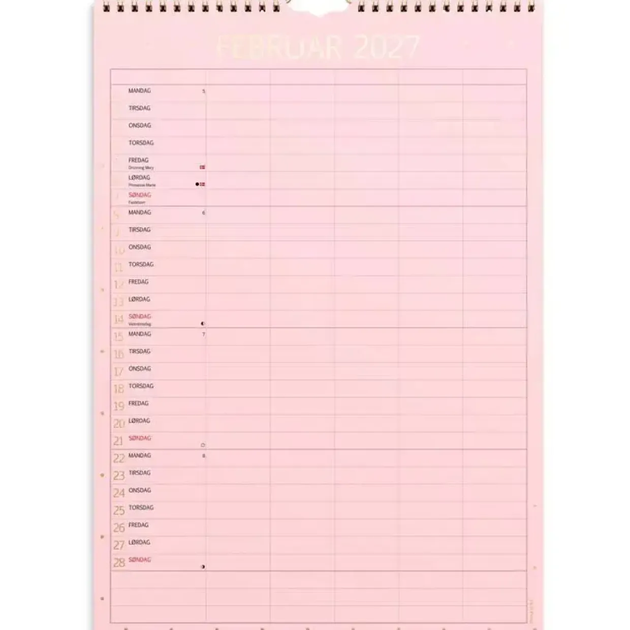 Familiekalender væg - Color lille - A4 - 5 kol. - Flerfarvet - 2027 - Mayland - 27066120