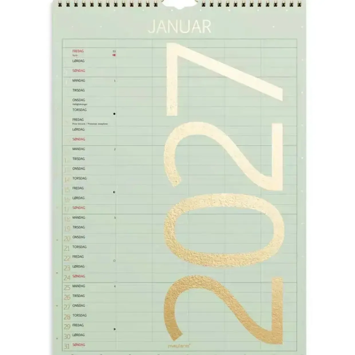 Familiekalender væg - Color lille - A4 - 5 kol. - Flerfarvet - 2027 - Mayland - 27066120