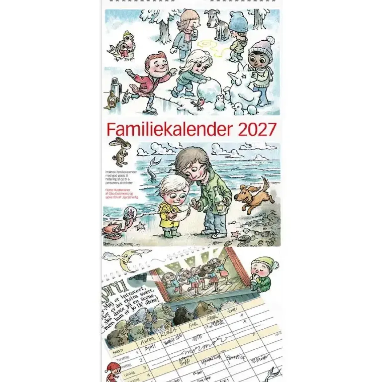 Familiekalender væg - Otto Dickmeiss & Lilja Scherfig - 229x505mm - 6 kol. - 2027 - Mayland - 27066100