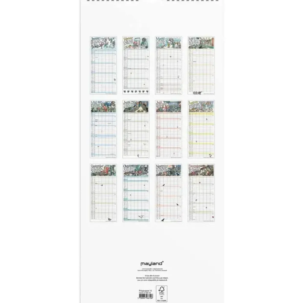 Familiekalender væg - Otto Dickmeiss & Lilja Scherfig - 229x505mm - 6 kol. - 2027 - Mayland - 27066100