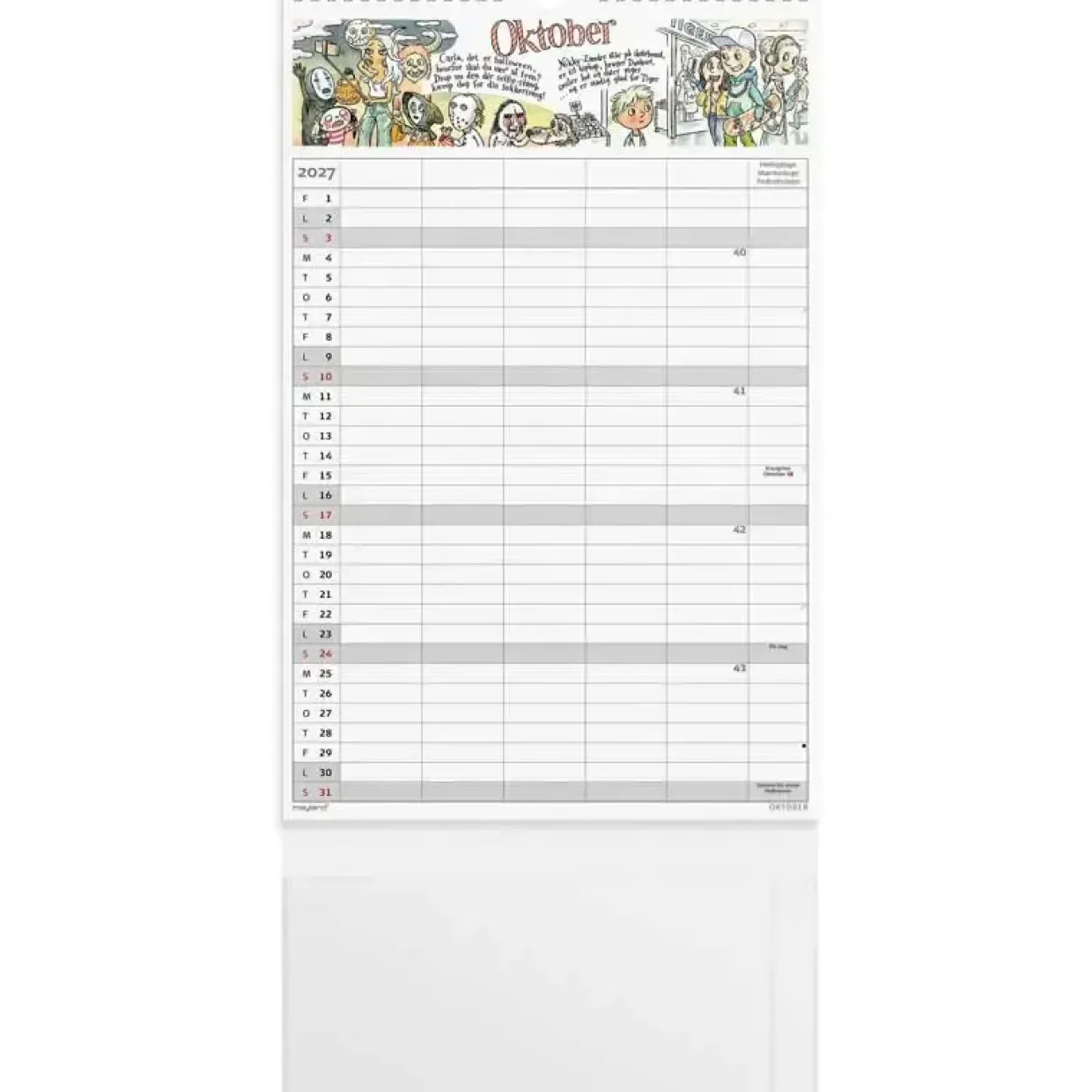 Familiekalender væg - Otto Dickmeiss & Lilja Scherfig - 270x424mm - 5 kol. - 2027 - Mayland - 27066240
