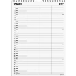 Familiekalender væg - 240x342mm - 3 kol. - Sort / Hvid - 2027 - Mayland - 27066520