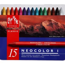 Farvekridt - Caran d'Ache Neocolor I - 8 mm - 10 cm - Assorterede farver - 15 stk