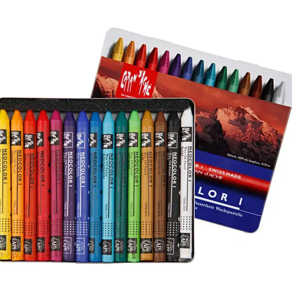 Farvekridt - Caran d'Ache Neocolor I - 8 mm - 10 cm - Assorterede farver - 15 stk