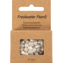 Ferskvandsperler, Gennemboret på tværs, diam. 4-6 mm, hulstr. 1 mm, perlemor, 55stk./ 1 pk.
