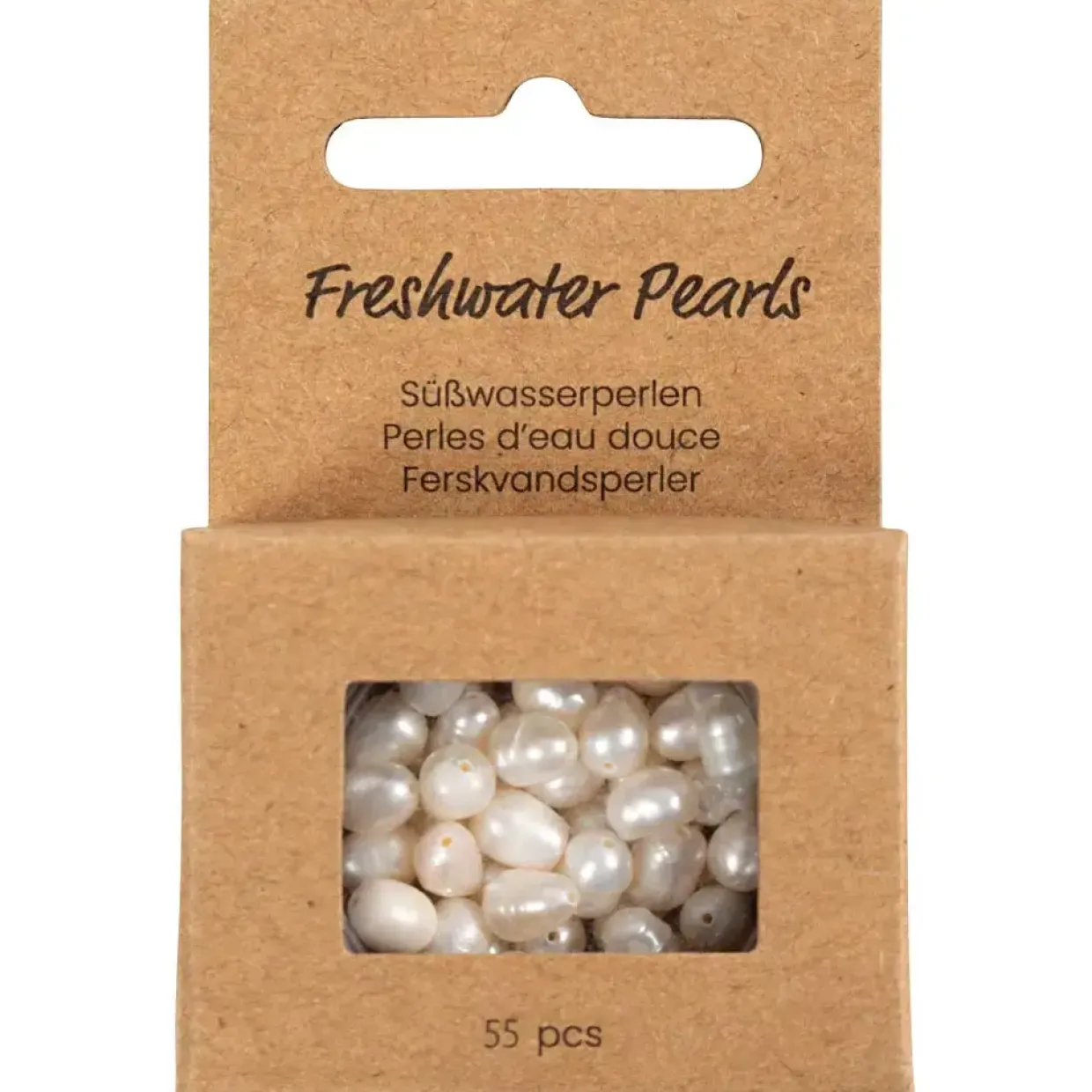 Ferskvandsperler, Gennemboret på tværs, diam. 4-6 mm, hulstr. 1 mm, perlemor, 55stk./ 1 pk.