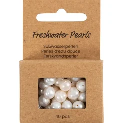Ferskvandsperler, Gennemboret på langs, diam. 4 mm, hulstr. 1 mm, perlemor, 40stk./ 1 pk.