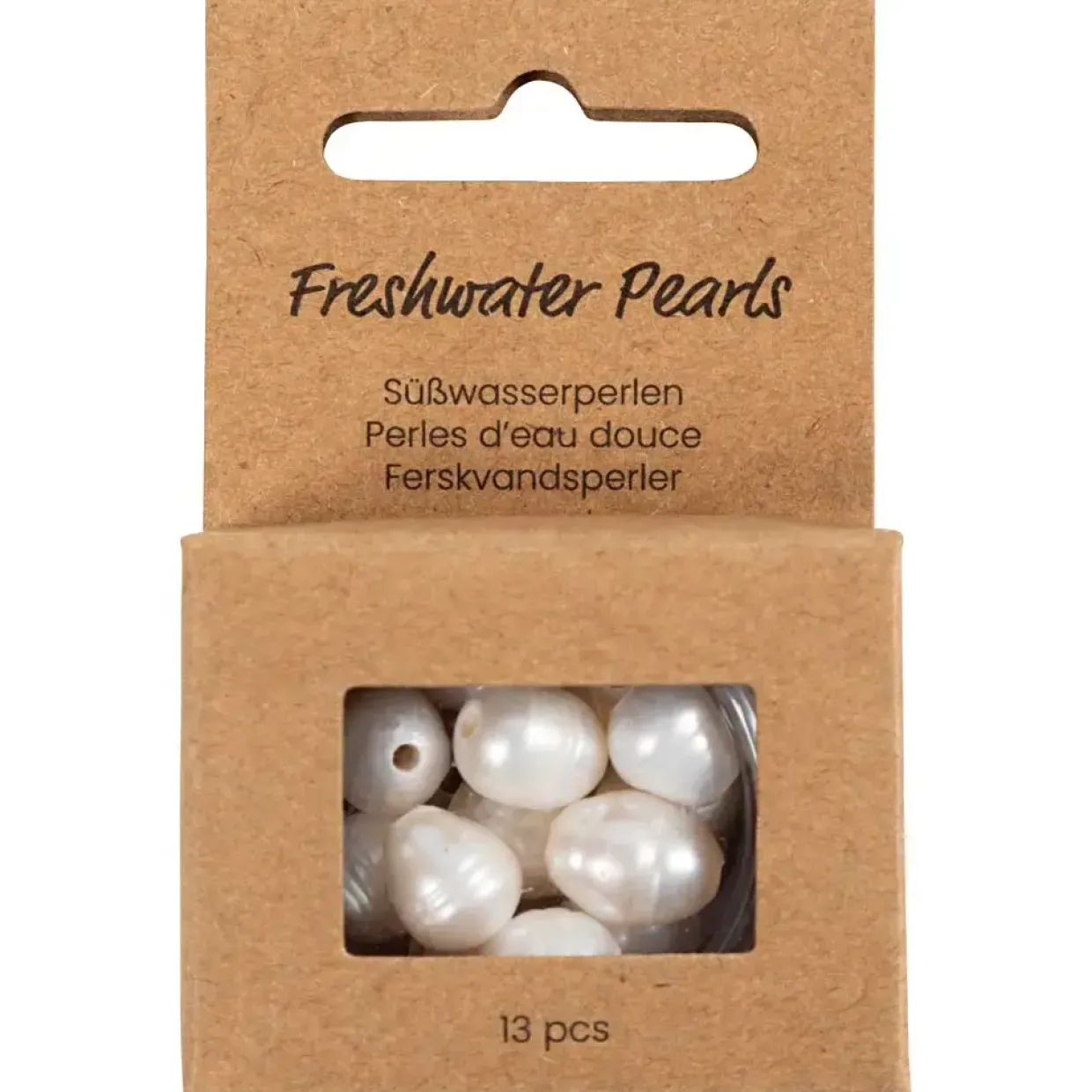 Ferskvandsperler, Gennemboret på langs, diam. 9-11 mm, hulstr. 2 mm, perlemor, 13stk./ 1 pk.