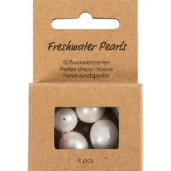 Ferskvandsperler - Perlemor - 13–14mm - Hul 0,8mm - 4 stk