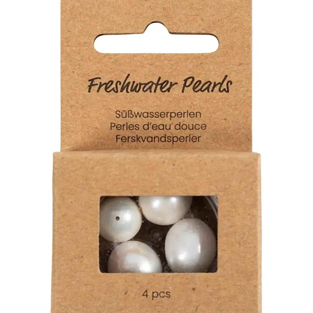 Ferskvandsperler - Perlemor - 13–14mm - Hul 0,8mm - 4 stk