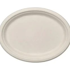 Fibertallerken, ABENA Gastro, 19x26x1,9cm, Ø26cm, nature, sukkerrør, oval - 500 stk