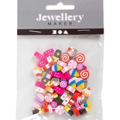 Figurperler Slik kager og is diam. 10 mm hulstr. 1,5 mm - 60 stk