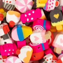 Figurperler Slik kager og is diam. 10 mm hulstr. 1,5 mm - 60 stk