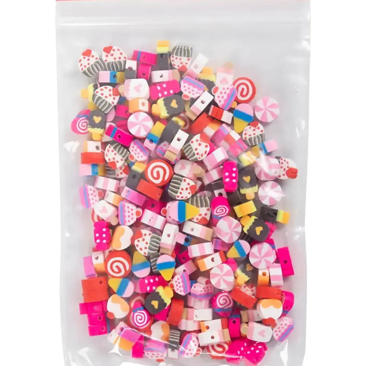 Figurperler Slik kager og is diam. 10 mm hulstr. 1,5 mm - 200 stk