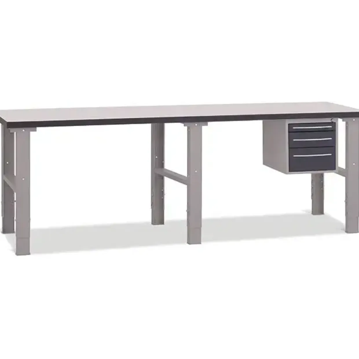 Filebænk 2500x800 mm inkl. skuffesektion (3 skuffer)