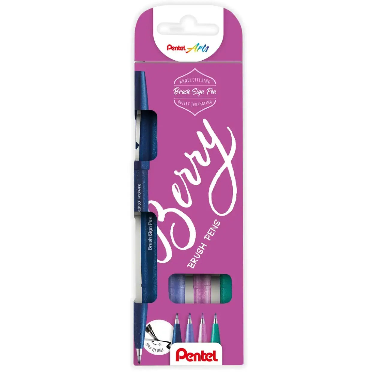 Fineliner Pentel SES15B-4 Brush Sign Pen BERRY 12stk