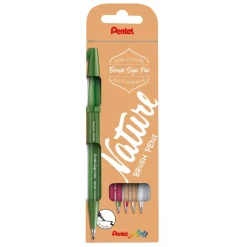 Fineliner Pentel SES15N-4 Brush Sign Pen NATURE 12stk