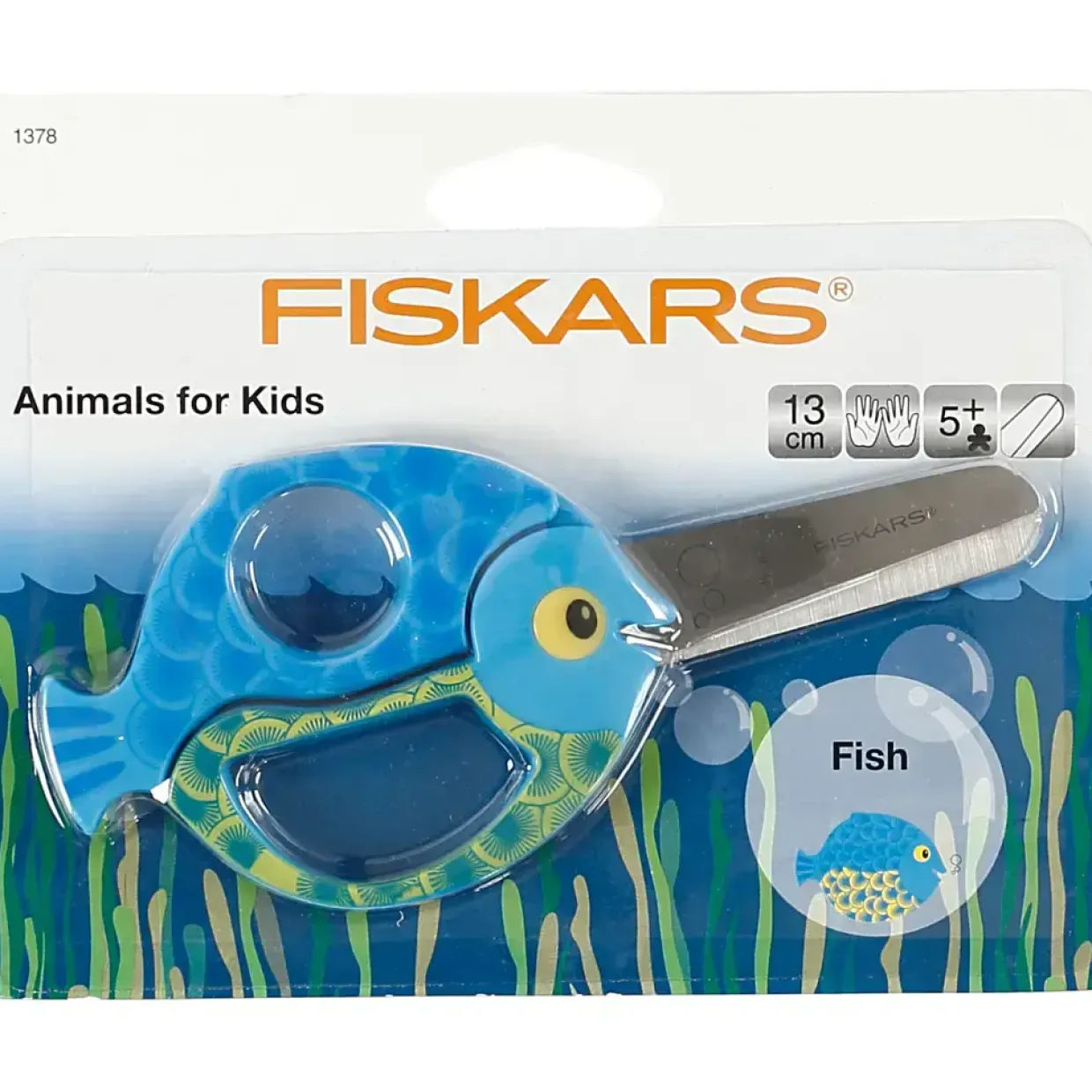 Fiskars børnesaks med dyremotiv Længde: 13 cm | fisk