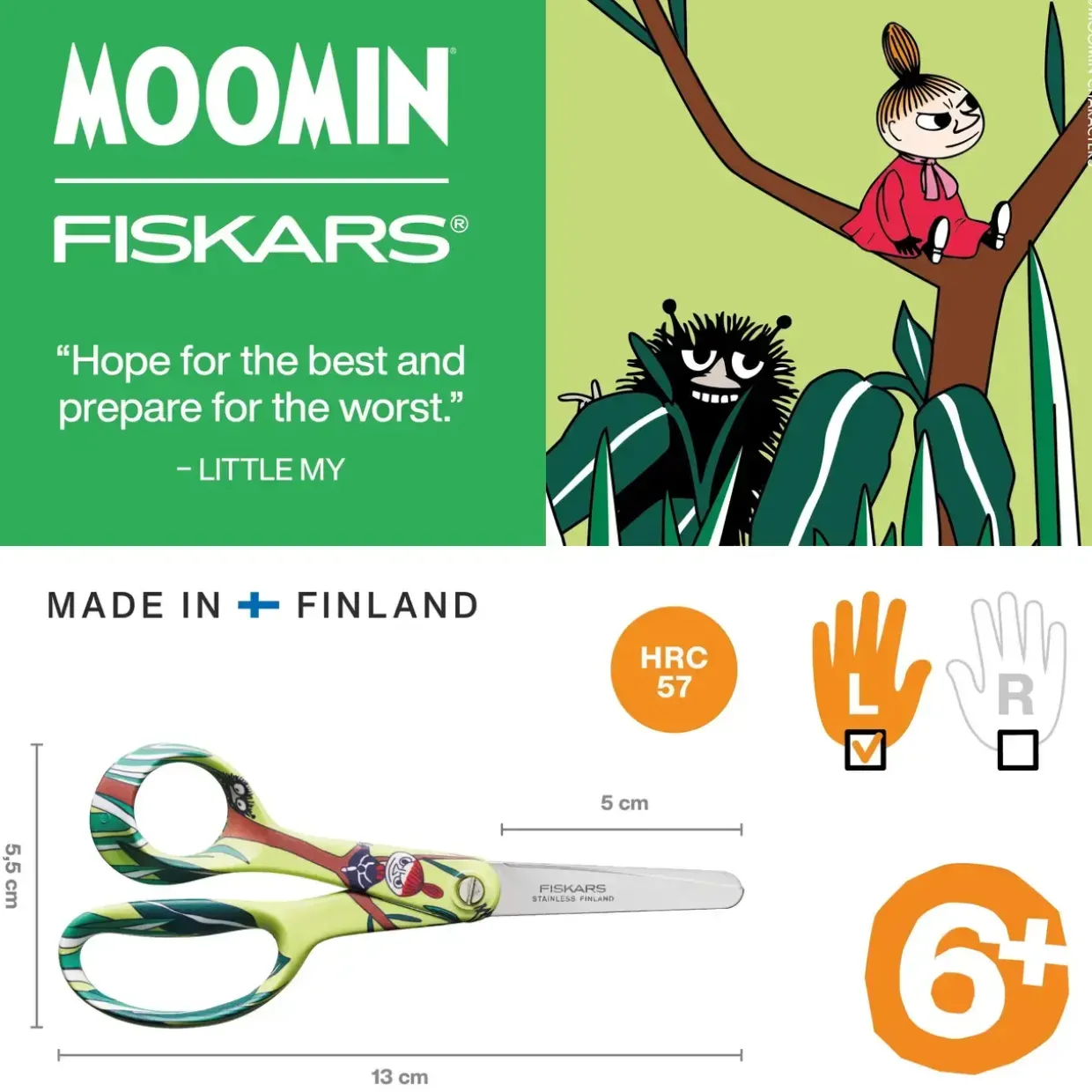 Fiskars Moomin børnesaks LittleMy, venstre