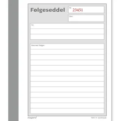 Følgeseddelbog 108 x 150 mm 92220340 - 10 blokke á 3x50 blade