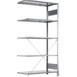 Følgesektion Boltless lagerreol, rygkryds 2000x1300x600 250 kg/hylde