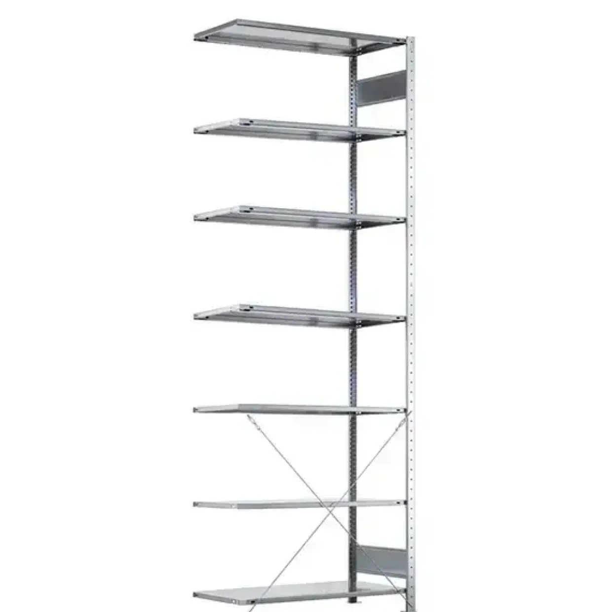 Følgesektion Boltless lagerreol, rygkryds 3000x750x500 150 kg/hylde