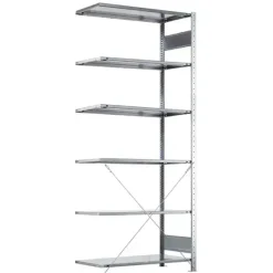 Følgesektion Boltless lagerreol, rygkryds 2500x750x800 250 kg/hylde