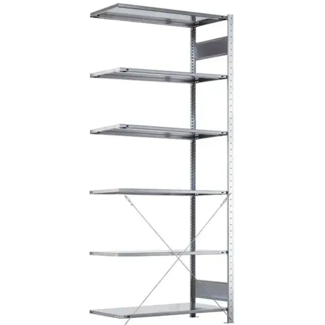 Følgesektion Boltless lagerreol, rygkryds 2500x750x400 250 kg/hylde