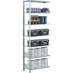 Følgesektion Boltless lagerreol, bjælker 3000x750x600 250 kg/hylde