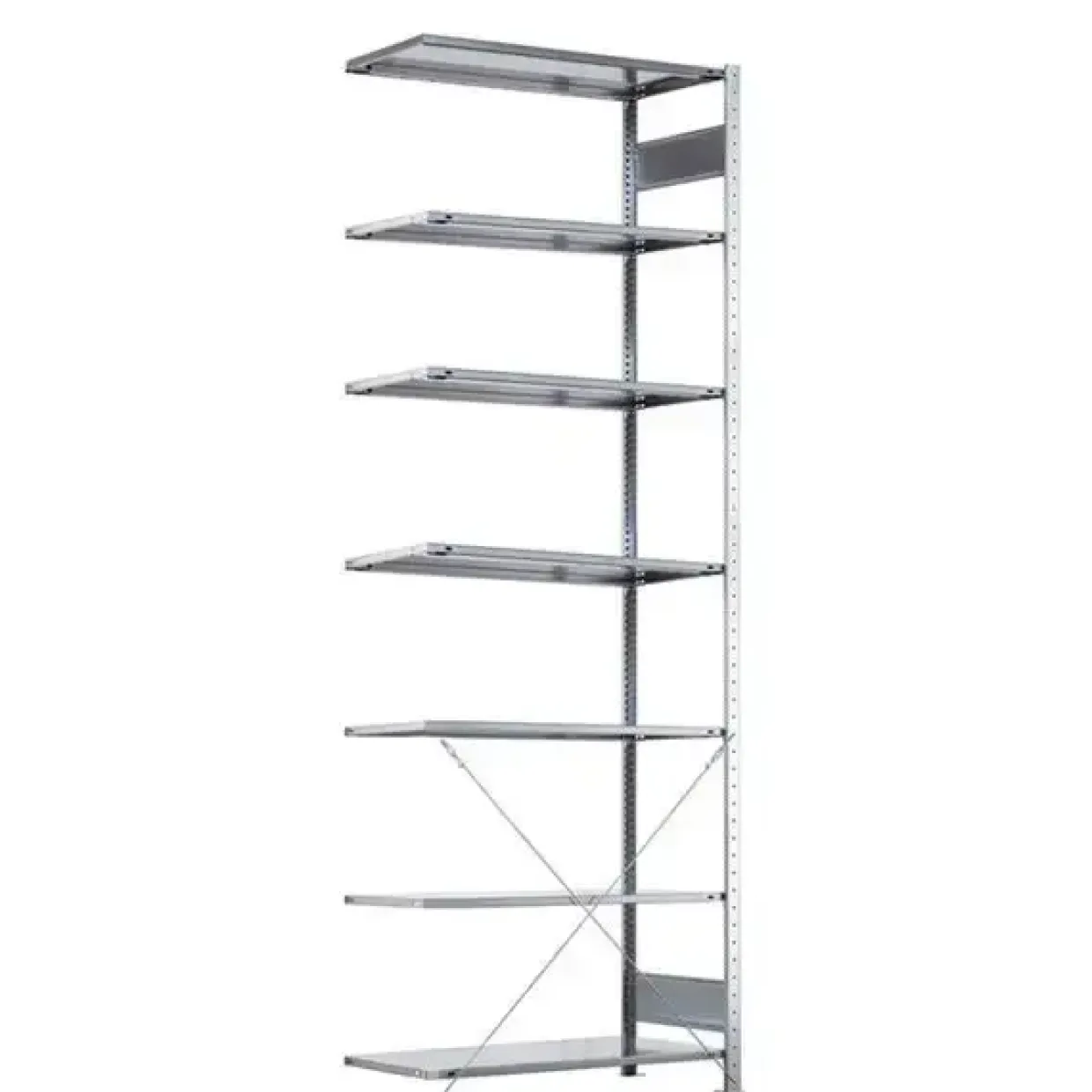 Følgesektion Boltless lagerreol, rygkryds 3000x1300x800 250 kg/hylde