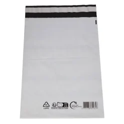 Forsendelsespose, Coex, 50 µm, LD-PE sort/hvid, 230x325mm permanent tape lukning, pakke a 100 stk