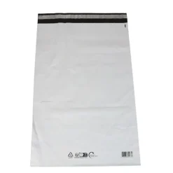 Forsendelsespose, Coex, 50 µm, LD-PE sort/hvid, 400x600mm permanent tape lukning, pakke a 100 stk