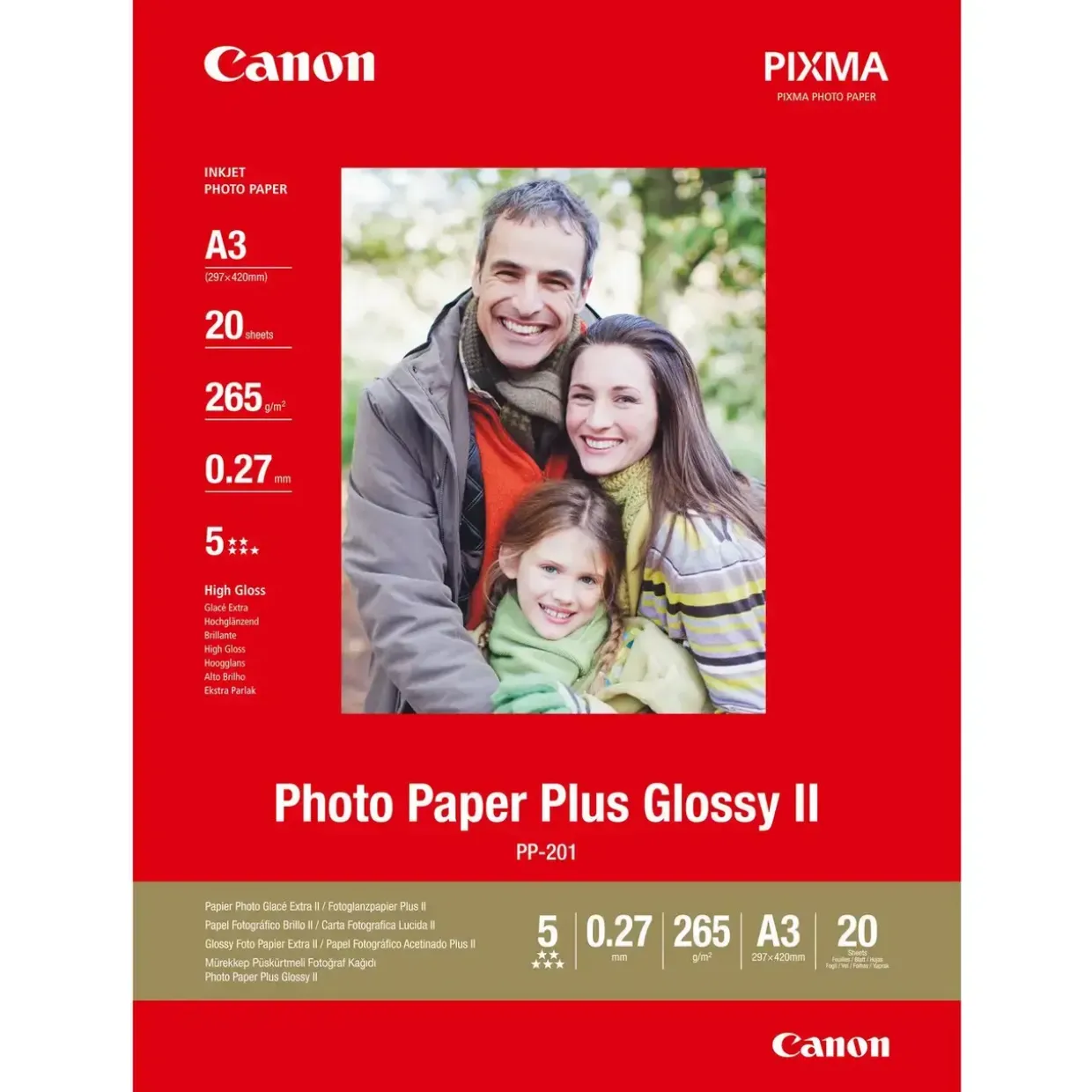 Fotopapir A3 Canon 275 gram PP-201 Plus II - 20 ark