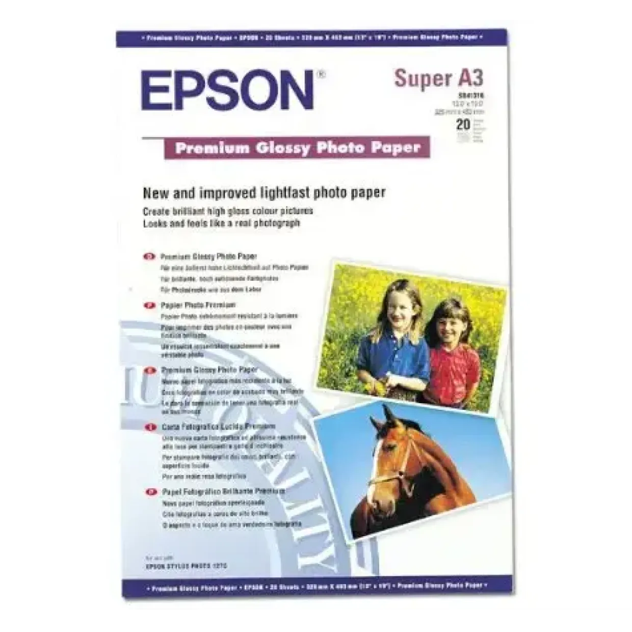 Fotopapir A3+ Epson premium glossy 255 gram - 20 ark