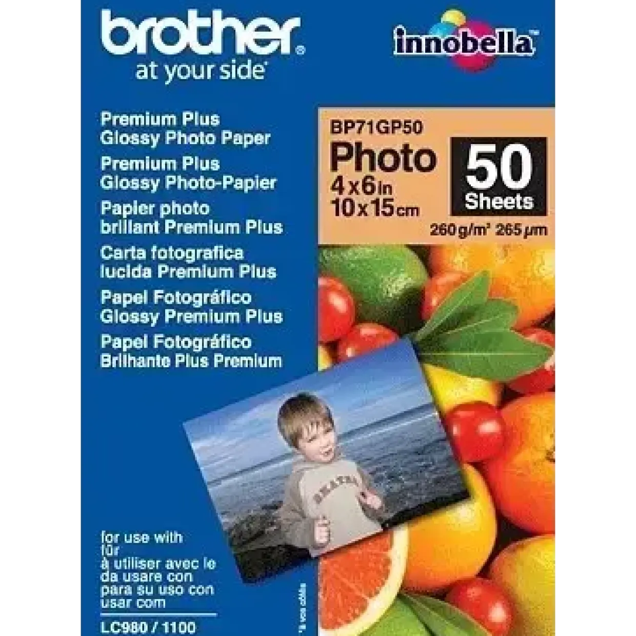 Fotopapir 10x15 cm Brother Glossy inkjet 260 gram - 50 ark