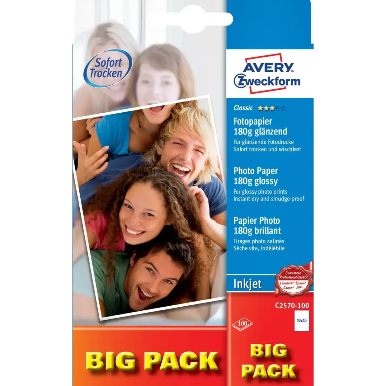 Fotopapir 10x15 cm 180 gram Glossy inkjet 1 foto pr. ark - 100 ark