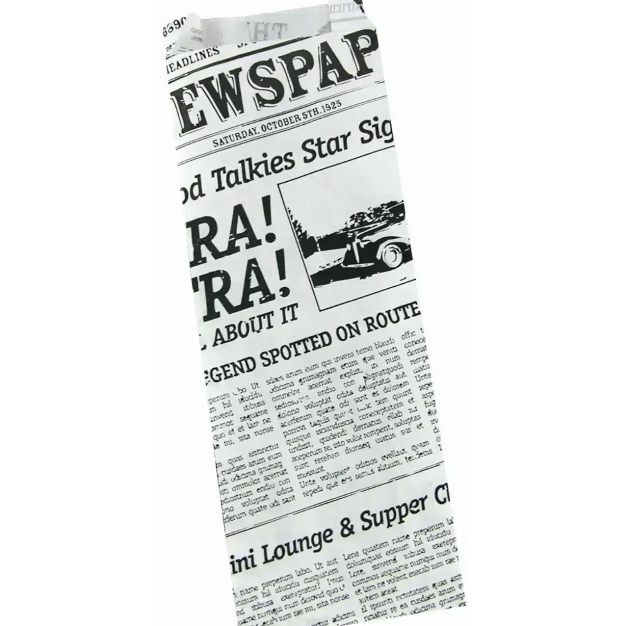 Fransk Hotdog pose Old News 70/30x185 mm med Fals - 1000 Stk/krt
