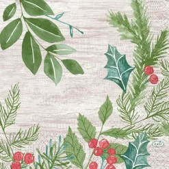 Frokostserviet, Duni, Winter Greenery, 3-lags, 1/4 fold, 33x33cm, flerfarvet, nyfiber - 500 stk