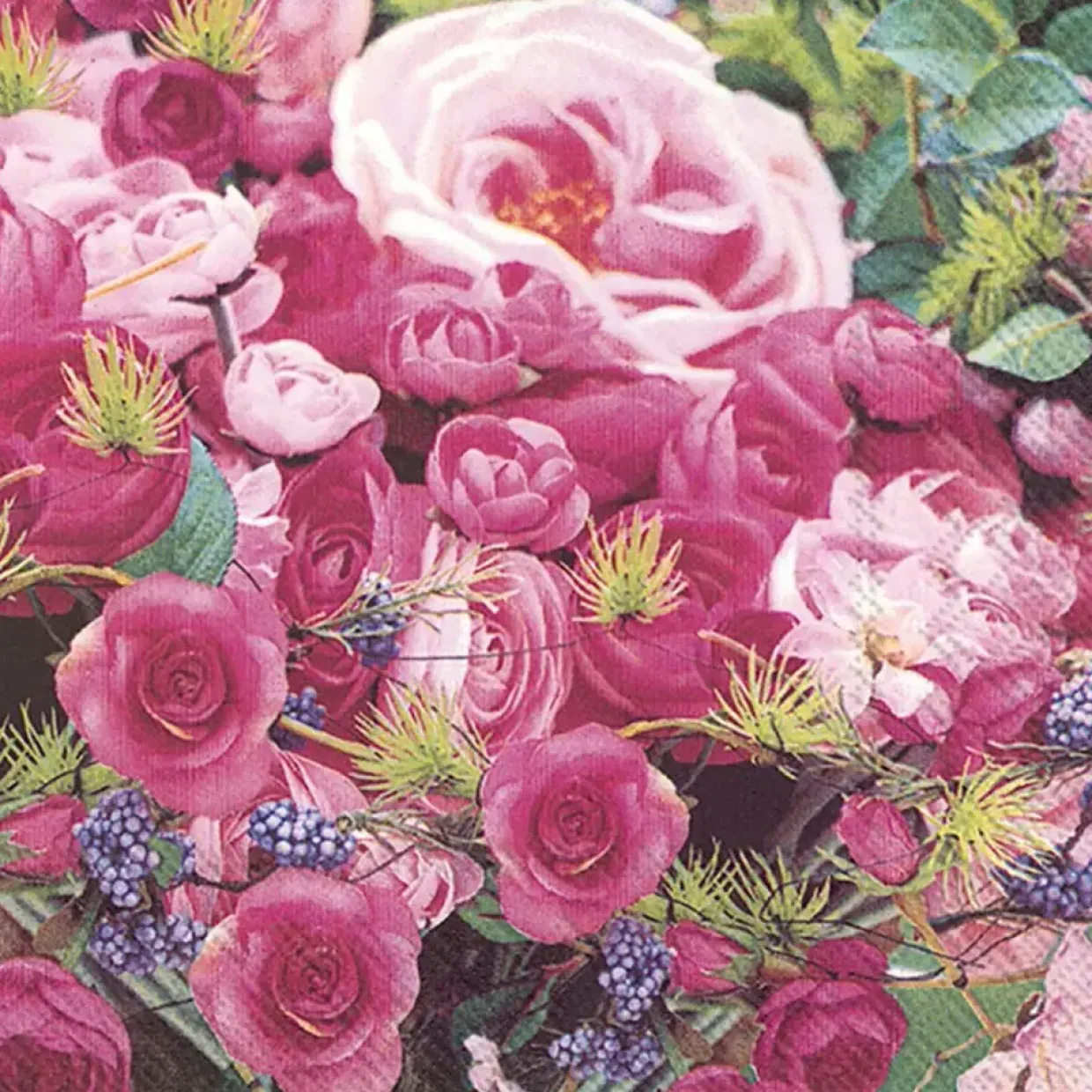 Frokostserviet 3-lags 1/4 fold 33x33cm flerfarvet nyfiber mixet blomster - 240 stk