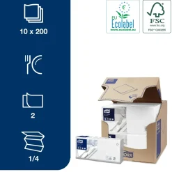 Frokostserviet Tork Advanced 477149 2-lags 1/4 fold 33x33cm hvid - 2000 stk