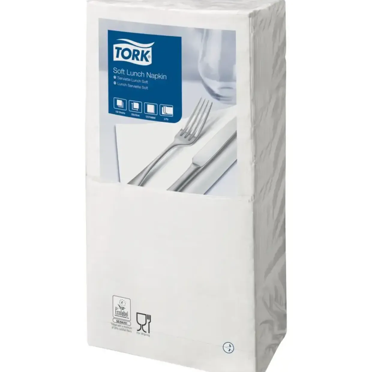 Frokostserviet - Tork 477414 - 3-lags - 1/4-fold - Hvid - 33x33cm - 1500 stk